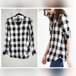 Madewell Slim Ex-Boyfriend Shirt in Buffalo Check black white.  Size small.